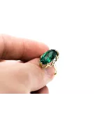 Oro amarillo de 14 quilates Esmeralda Anillo Joyería vintage vrc253y